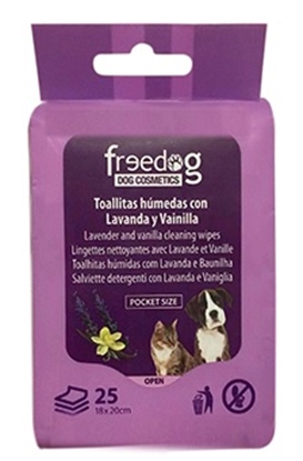 Picture of FREEDOG LAVENDAR & VANILLA POCKET WIPES 25 pack